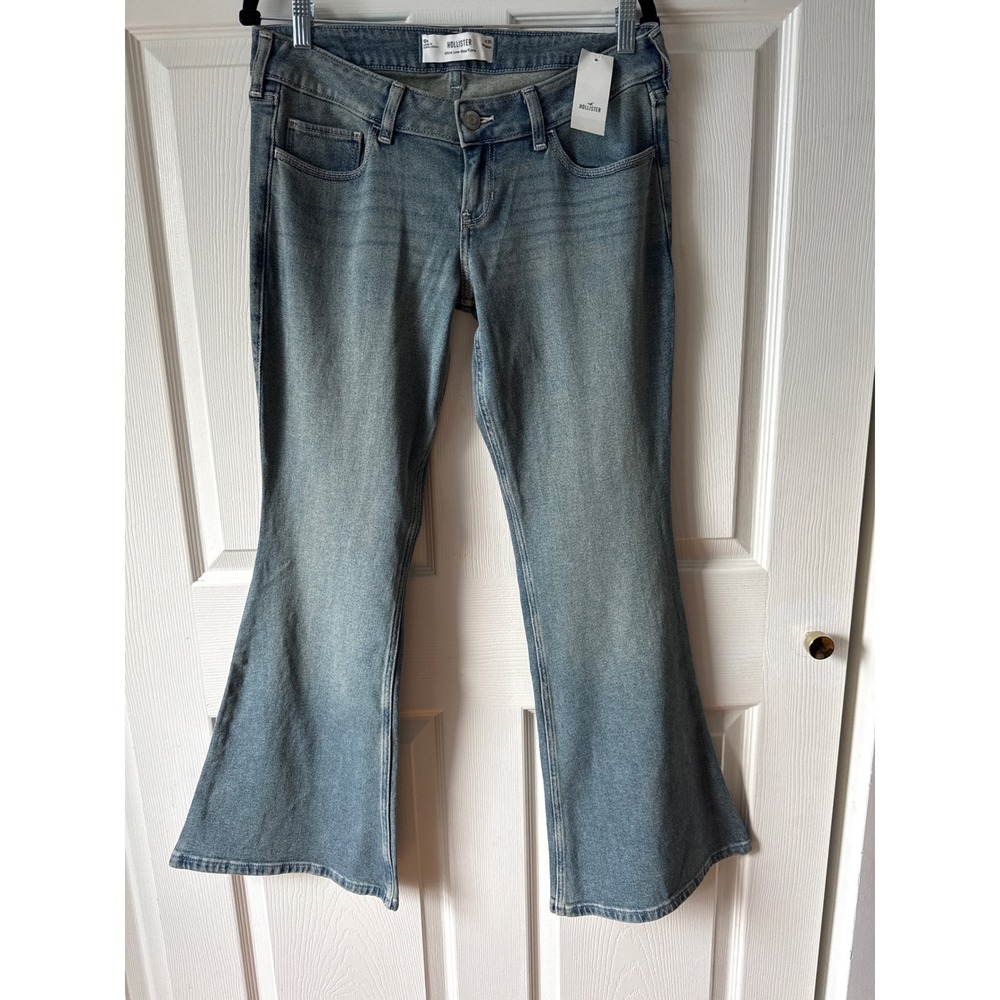 Hollister‎ Ultra Low-Rise Flare Jeans Women 10R Blue Medium Wash Y2K Boho